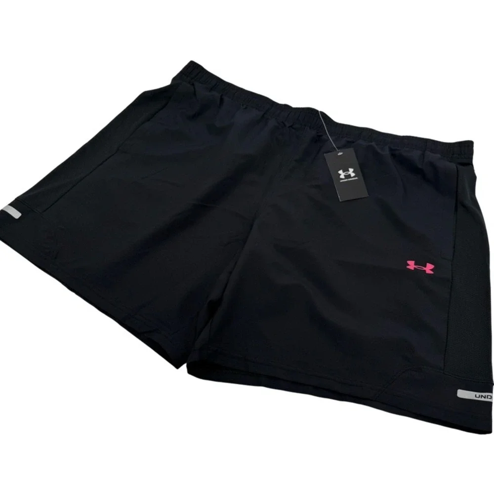 UNDER ARMOUR NEW 3XL Tech Victory Shorts Black Pink Logo Athletic Running Gym